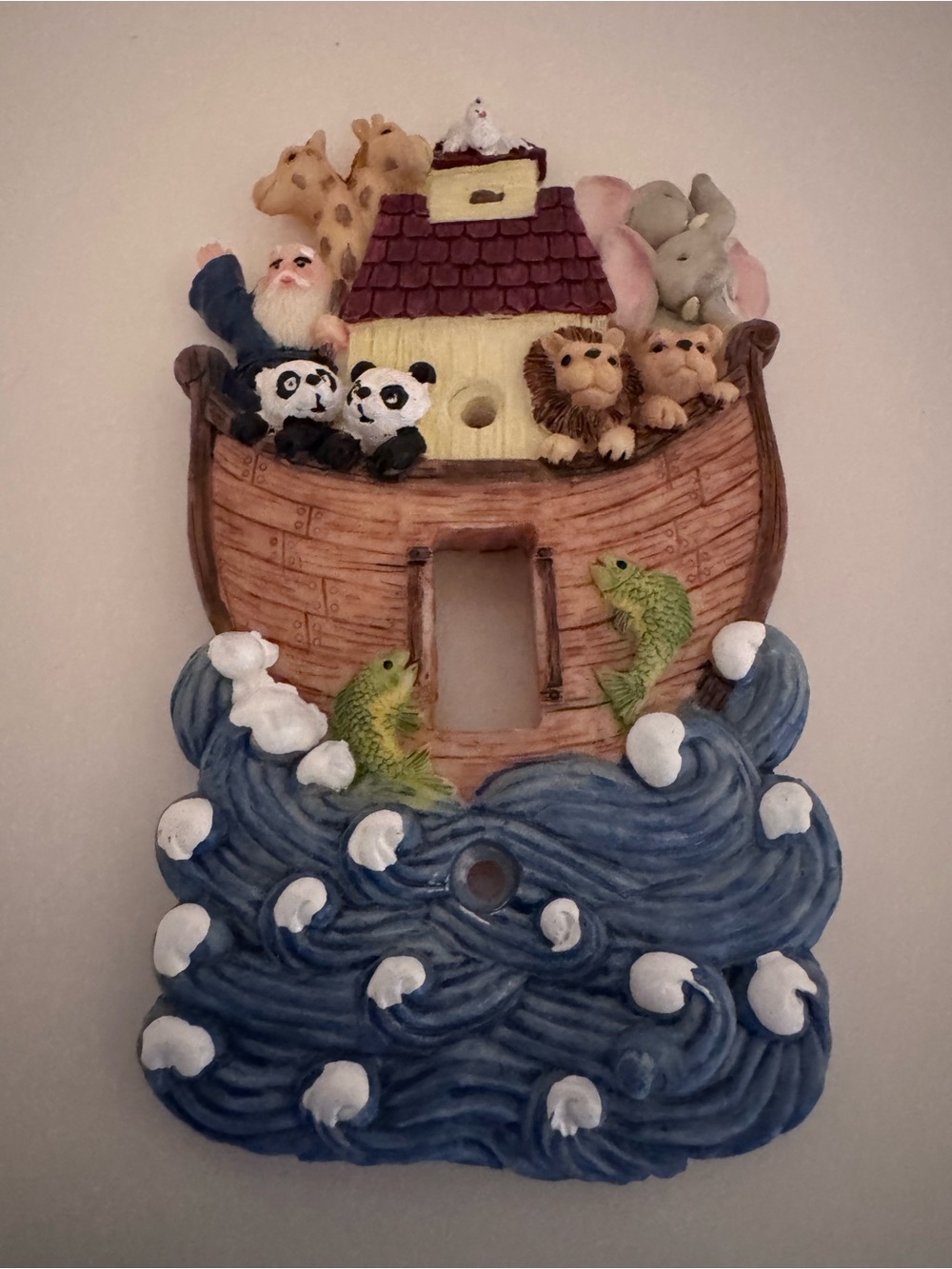 Vintage Noah's Ark Decorative Switch Plate Single Animal Pairs Bible Baby Room G